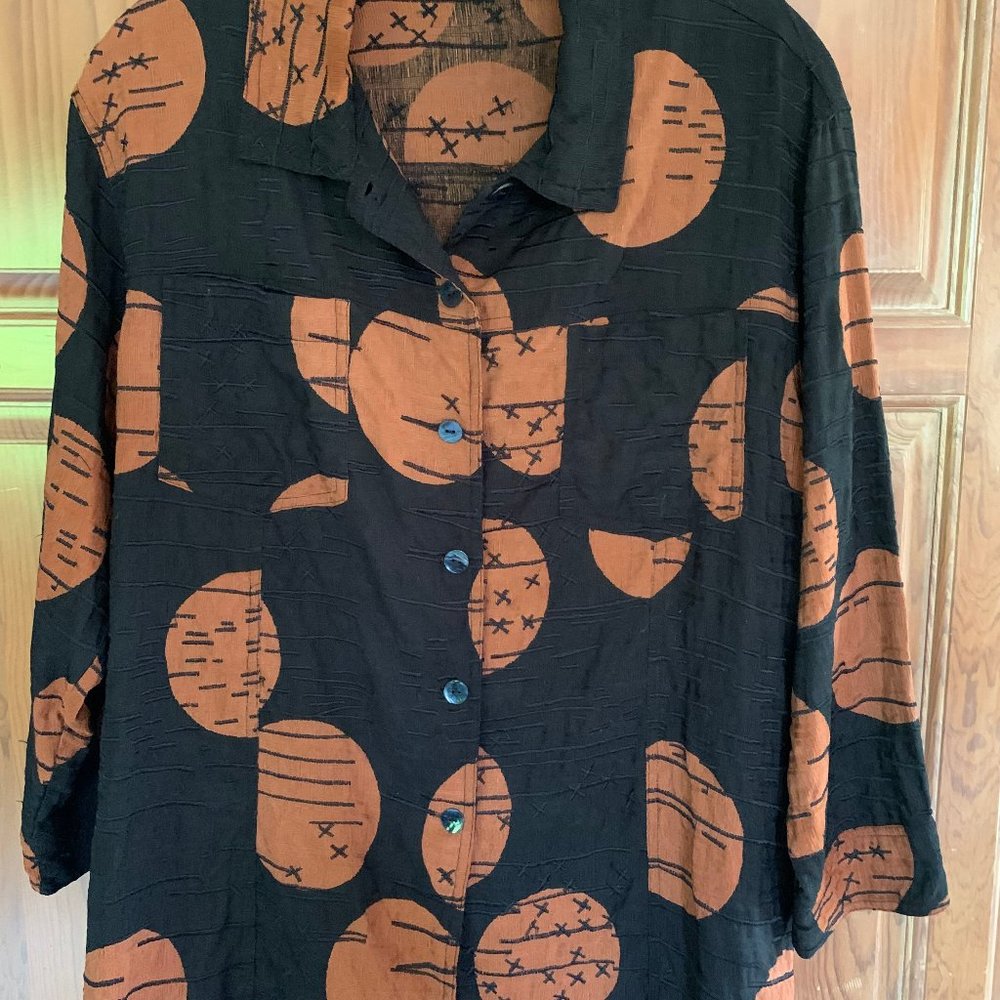 Chico's Silk Jacket in Rust/Black - size 3 (XL)